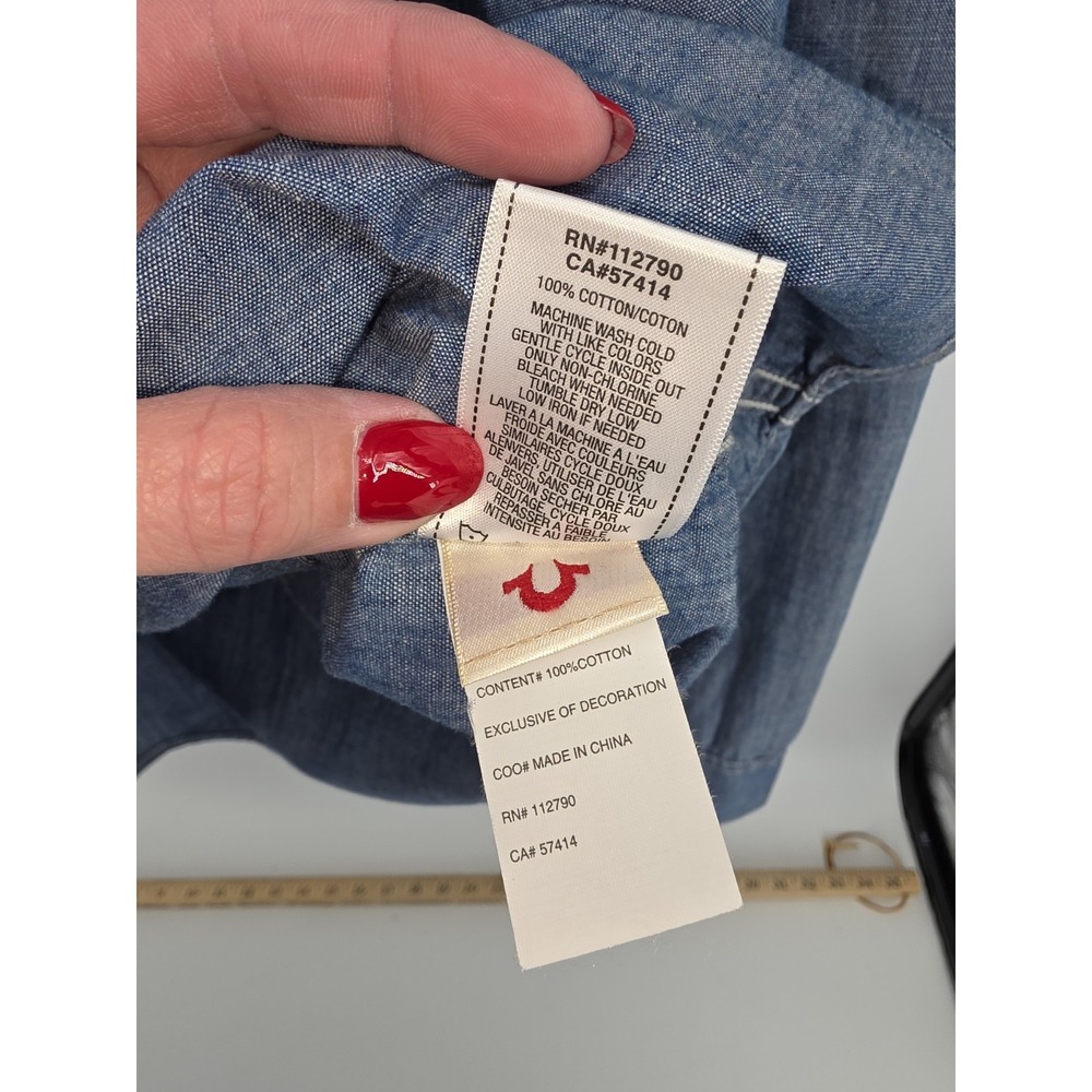 True Religion Denim Western Button-Up Shirt Men's 2XL Blue Long Sleeve - Picture 6 of 9